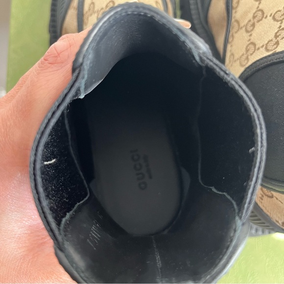 NEW Women’s GG Gucci Canvas Tan and Black Monogram Ankle Boots - EU 40 / US 10 - Picture 11 of 16